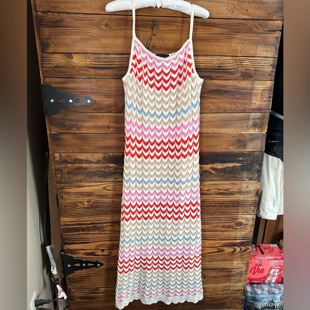 Rachel Zoe Crochet Maxi Dress Size M Boho Festival Strap Repair Needed